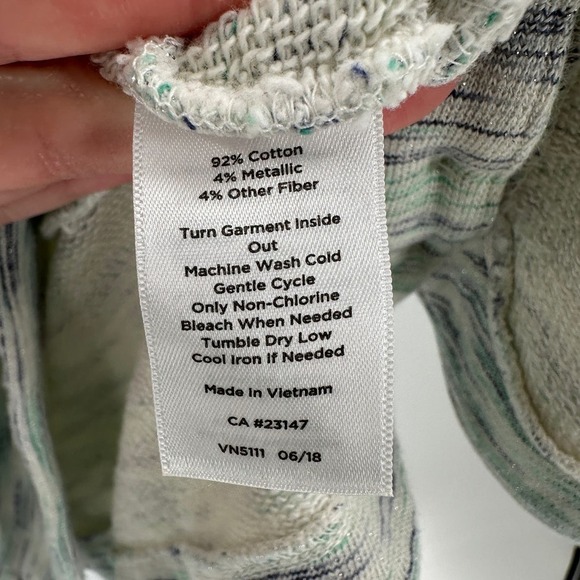 Talbots Cream Green Space Dye Metallic Side Button Pullover Sweatshirt Size XL - Picture 6 of 11